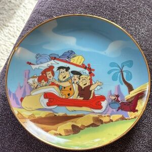 Franklin Mint Flintstones Collectible Plate - Blue, Red, Yellow